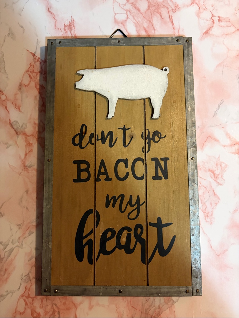 Wooden Kitchen Wall Decor Sign Pig Farmhouse Rustic 10x6